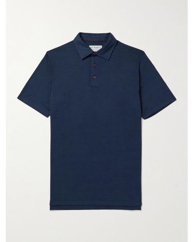 James Purdey & Sons Berkshire Slim-fit Cotton-blend Piqué Polo Shirt - Blue
