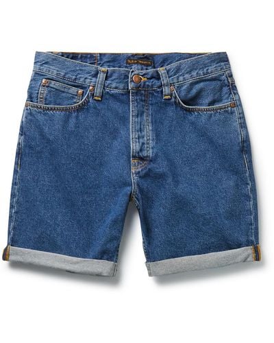 Nudie Jeans Josh Straight-leg Organic Denim Shorts - Blue