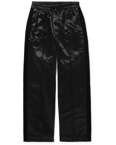 Tom Ford Velvet-trimmed Cotton-blend Satin Sweatpants - Black