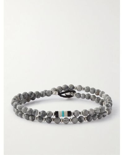 Mikia Multi-stone And Silver Beaded Bracelet - White