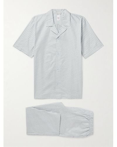 Hanro Carl Logo-jacquard Striped Mercerised Cotton-poplin Pyjama Set - White