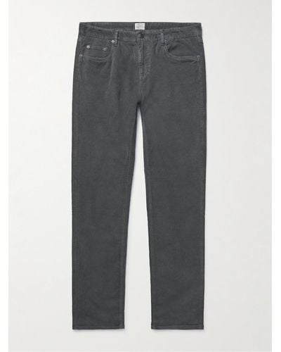 Faherty Slim-fit Organic Cotton-blend Corduroy Trousers - Grey