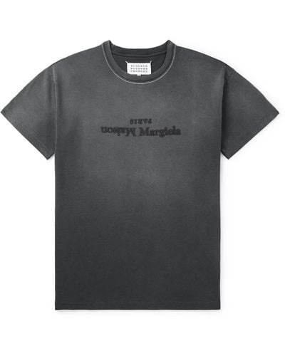 Maison Margiela Logo-embroidered Cotton-jersey T-shirt - Black