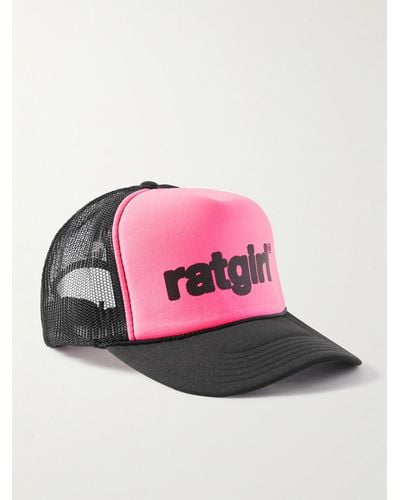 Stray Rats Ratgirl Logo-print Scuba And Mesh Trucker Cap - Pink