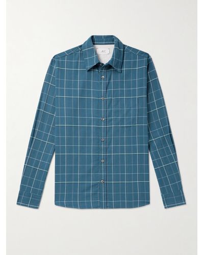 MR P. Checked Organic Cotton-twill Shirt - Blue
