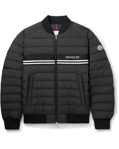 Moncler Striped Quilted Shell Down Bomber Jacket - Black