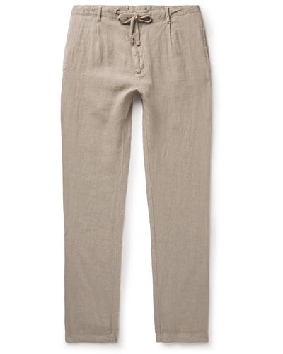 Hartford Tanker Slim-fit Straight-leg Linen Drawstring Pants - Natural