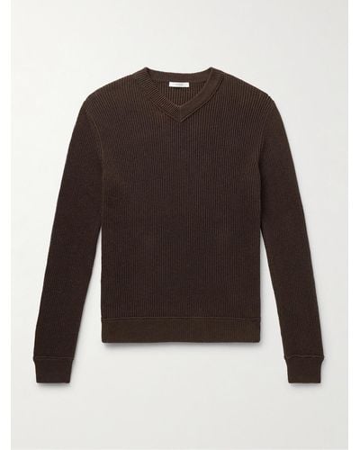 The Row Corbin Ribbed Cotton Jumper - Brown