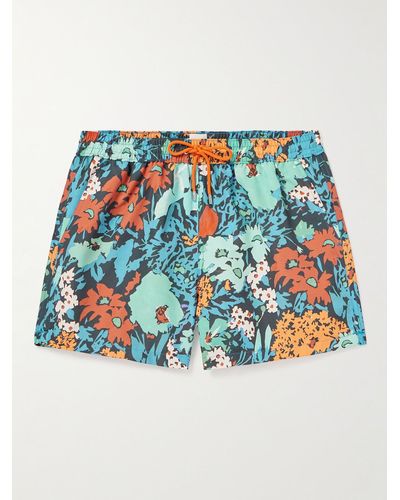 Paul Smith Tropical Garden Straight-leg Mid-length Printed Recycled Swim Shorts - Blue