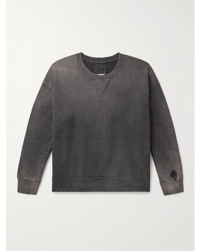 Visvim Jumbo Distressed Garment-dyed Cotton-jersey Sweatshirt - Grey