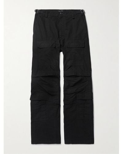 Balenciaga Wide-leg Cotton Cargo Trousers - Black