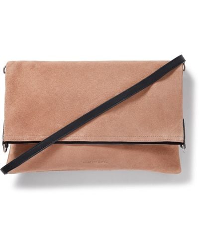 Dries Van Noten Leather-trimmed Suede Messenger Bag - Natural