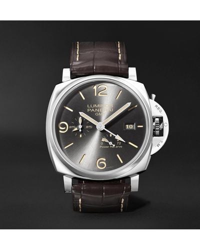 Panerai Luminor Due Gmt Power Reserve Automatic 45mm Stainless Steel And Alligator Watch - Gray