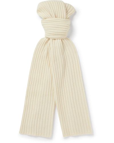 De Petrillo Ribbed Merino Wool And Cashmere-blend Scarf - White