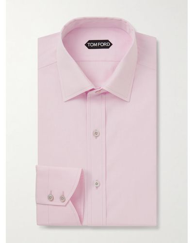 Tom Ford Schmal geschnittenes Hemd aus Baumwollpopeline - Pink