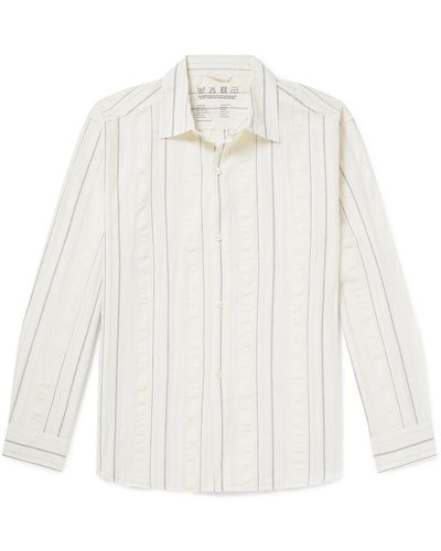 mfpen Generous Striped Seersucker-trimmed Cotton-poplin Shirt - White