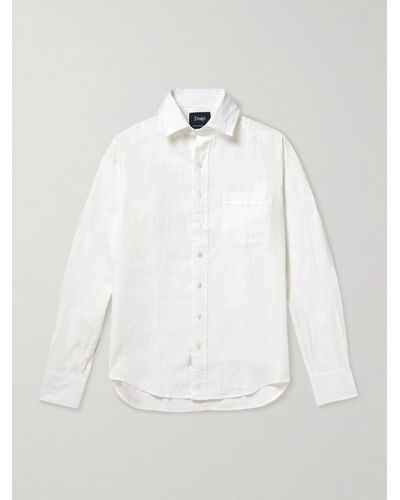 Drake's Hemd aus Leinen - Weiß