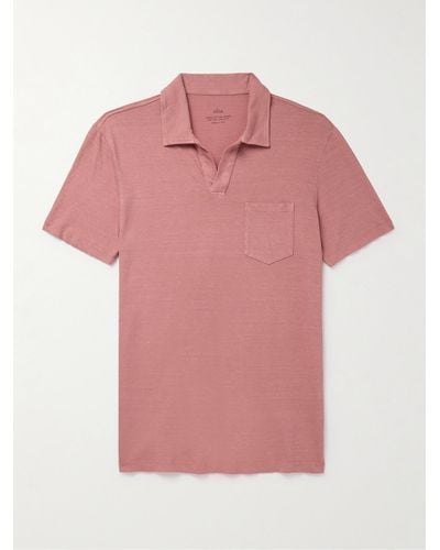 Altea Dennis Polohemd aus einer Baumwoll-Leinenmischung - Pink
