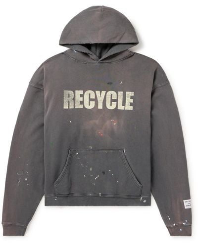 GALLERY DEPT. 90's Recycle Distressed Printed Cotton-jersey Hoodie - Gray