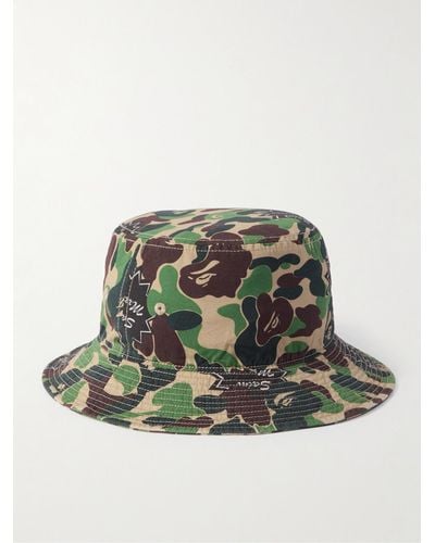 SAINT Mxxxxxx A Bathing Ape Logo-detailed Camouflage-print Cotton Bucket Hat - Green