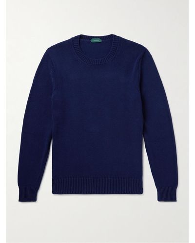 Incotex Zanone Slim-fit Cotton Sweater - Blue