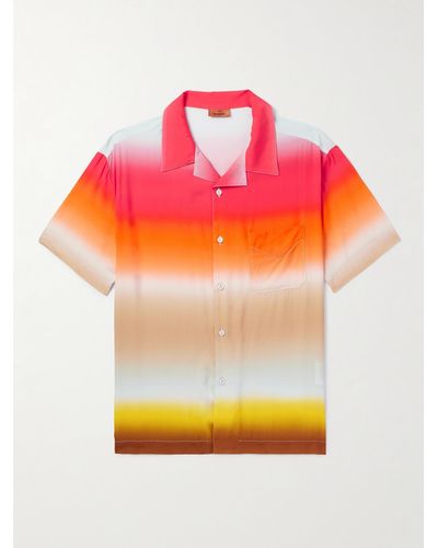 Missoni Camp-collar Ombré Striped Voile Shirt - Orange