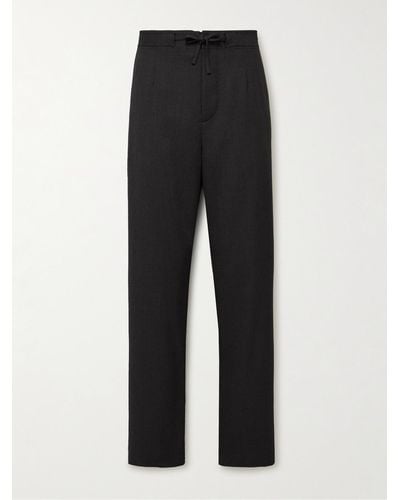 Rag & Bone Bradford Straight-leg Wool-blend Piqué Drawstring Trousers - Black