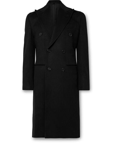 Saman Amel Slim-fit Double-breasted Wool And Cashmere-blend Felt Overcoat - Black