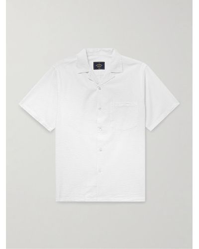 Portuguese Flannel Atlantico Convertible-collar Cotton-seersucker Shirt - White
