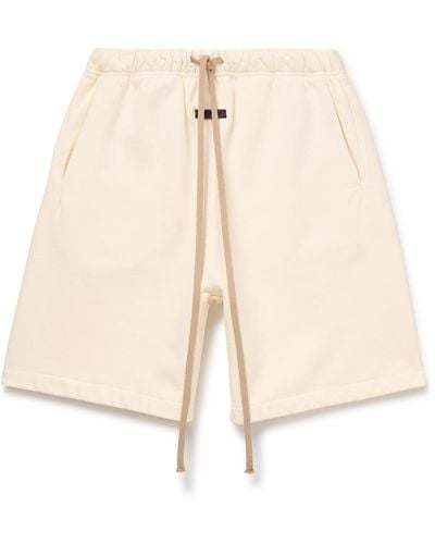 Fear Of God Wide-leg Logo-appliquéd Cotton-jersey Drawstring Shorts - Natural