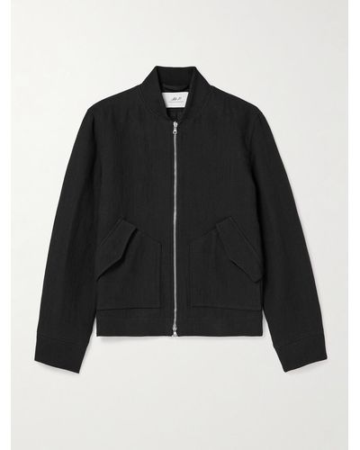 MR P. Cotton And Linen-blend Bomber Jacket - Black