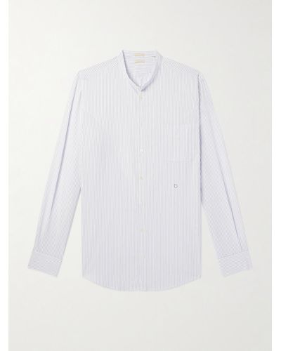 Massimo Alba Grandad-collar Striped Cotton Shirt - White