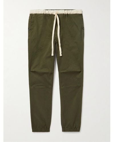 Beams Plus Pantaloni a gamba affusolata in twill di cotone stretch con coulisse Gym - Verde