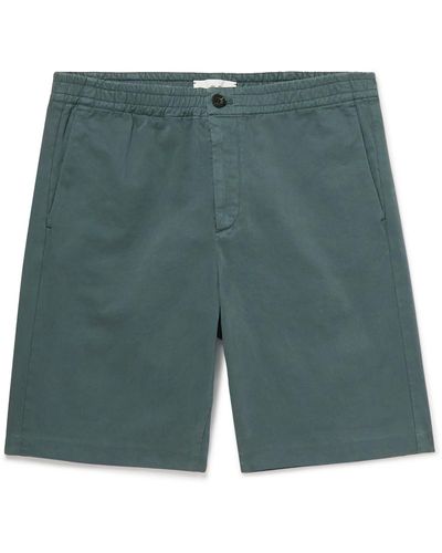 MR P. Dock Garment-dyed Cotton-twill Elasticated Shorts - Blue
