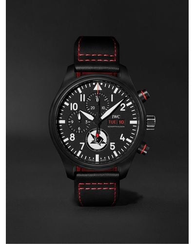 IWC Schaffhausen Pilot's Tophatter Automatic Chronograph 44.5mm Ceramic And Leather Watch - Black