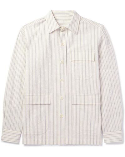 De Petrillo Striped Cotton-seersucker Shirt - White