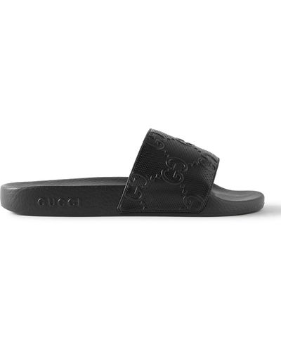 Gucci Pursuit Gg Embossed Slide - Black