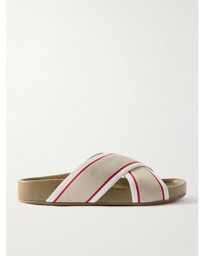 Christian Louboutin Striped Webbing Sandals - Natural