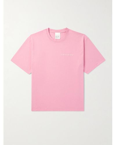 Stockholm Surfboard Club T-shirt in jersey di cotone biologico con logo ricamato - Rosa