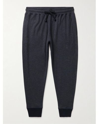 Kingsman Tapered Herringbone Wool And Cotton-blend Jersey Joggers - Blue