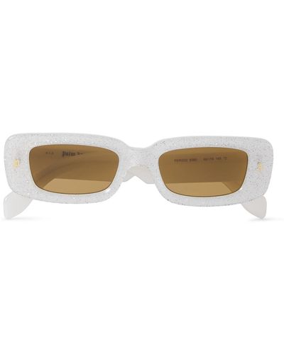 Palm Angels Lala Rectangular-frame Glittered Acetate Sunglasses - Natural