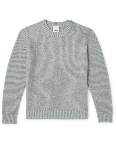 Allude Ribbed Cashmere Sweater - Gray