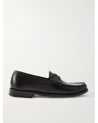 Rhude Croc-effect Leather Penny Loafers - Black
