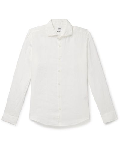 Altea Mercer Slim-fit Garment-dyed Washed-linen Shirt - White