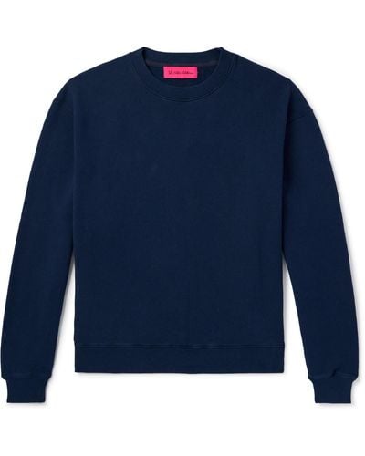 The Elder Statesman Daily Crew Cotton And Cashmere-blend Jersey Sweatshirt - Blue