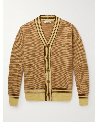 Wales Bonner Clarinet Jacquard-knit Recycled Cashmere-blend Cardigan - Yellow