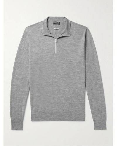 Peter Millar Excursionist Flex Wool-blend Half-zip Sweater - Grey