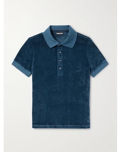 Tom Ford Velour Polo Shirt - Blue
