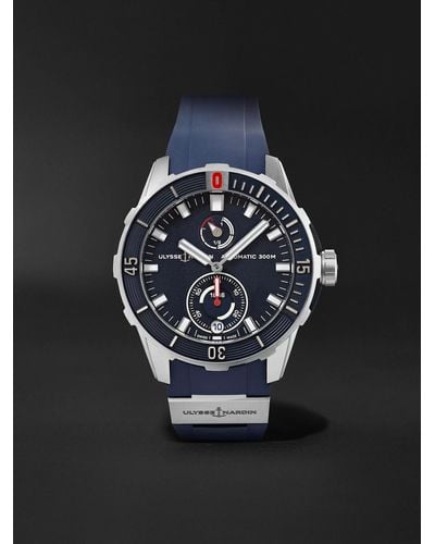 Ulysse Nardin Diver Chronometer Automatic 42 mm Uhr aus Edelstahl mit Velourslederarmband - Schwarz