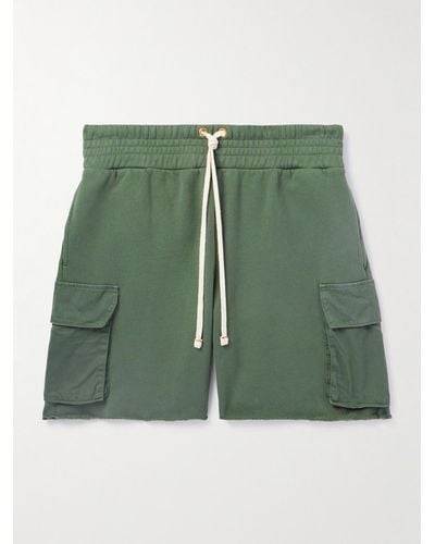 Les Tien Straight-leg Cotton-jersey Drawstring Cargo Shorts - Green